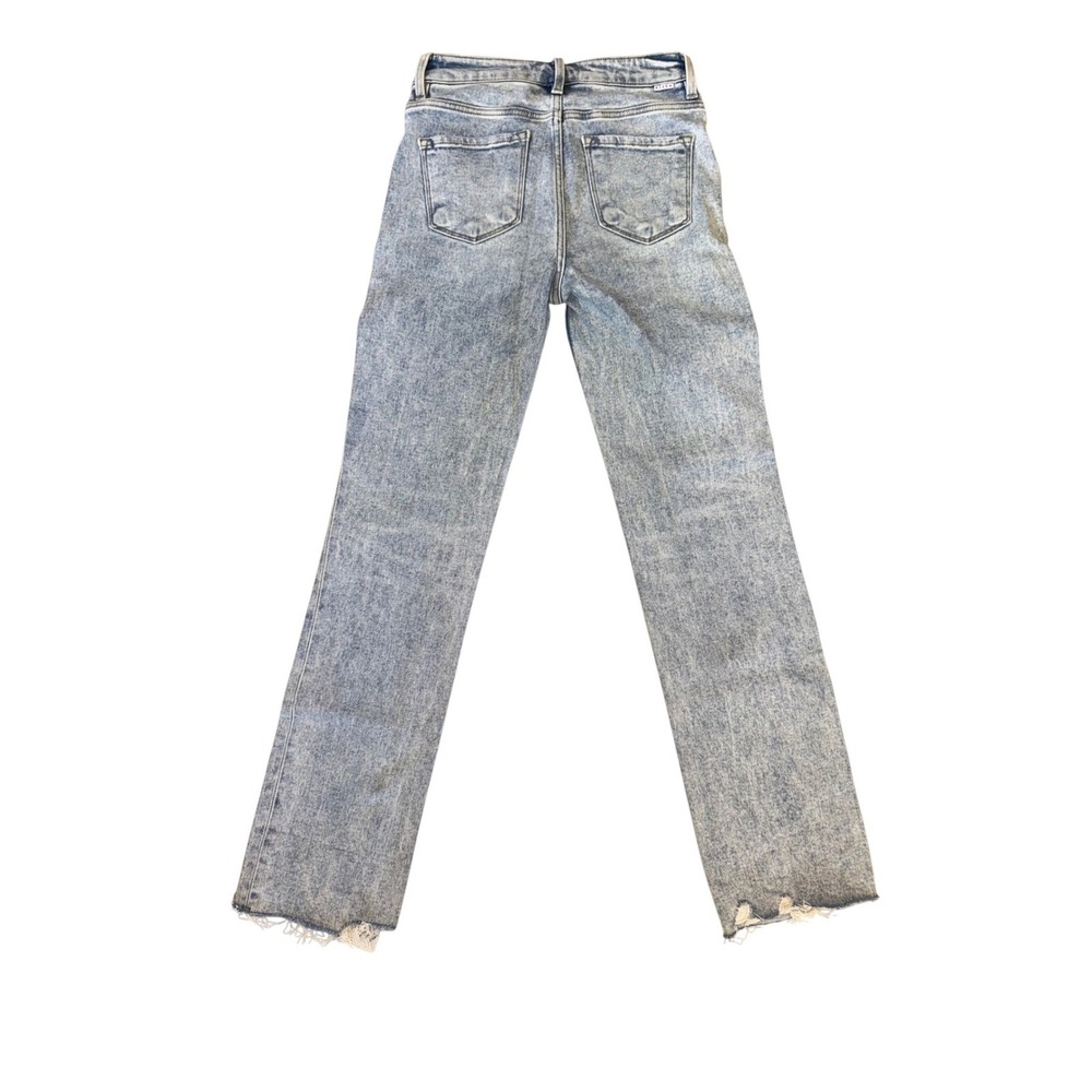 Risen Jeans Straight Leg Womens Light Acid Wash Distressed Raw Hem Size 5/27 - Picture 4 of 7